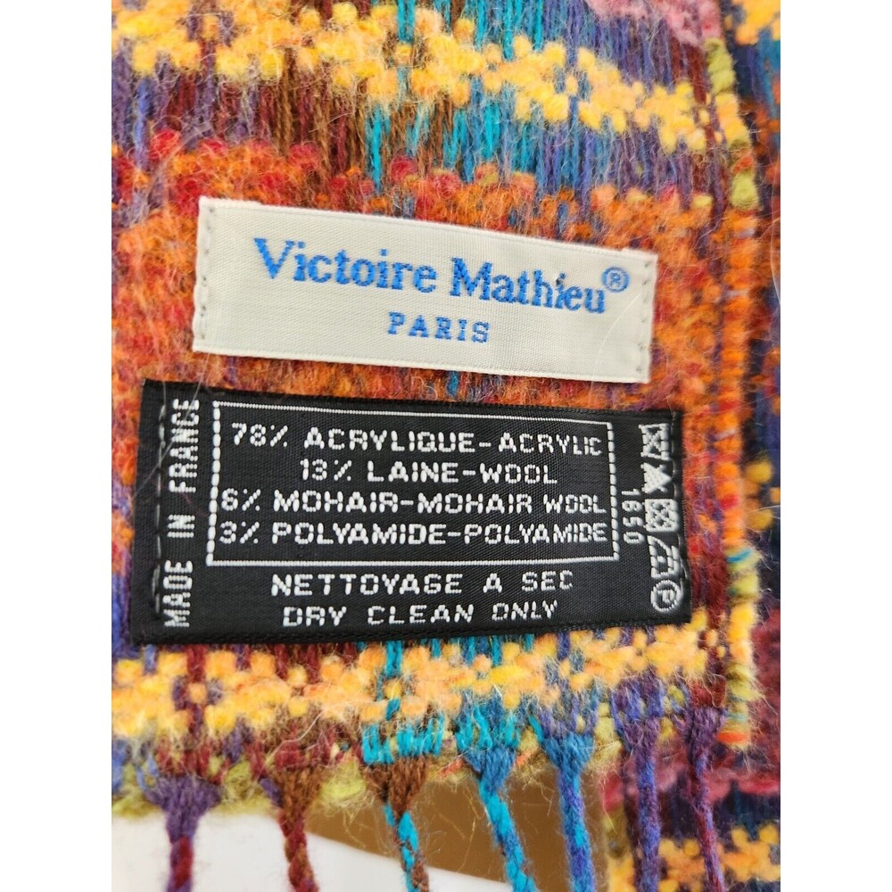 Victoire Mathieu‎ Paris Pink Burnt Orange Wool Blend AMAZING Fringe Scarf Winter - Picture 4 of 10